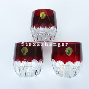 NWT Three (3) Waterford MIXOLOGY Talon Red Tumblers Low Ball Glasses